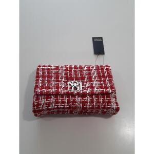 Brand New Badgley Mischka Red Textured Messenger‎ Bag With Chain